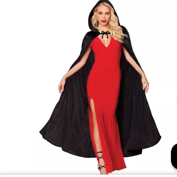 🆕 Spirit Black Velvet Hooded Cape - Picture 13 of 17